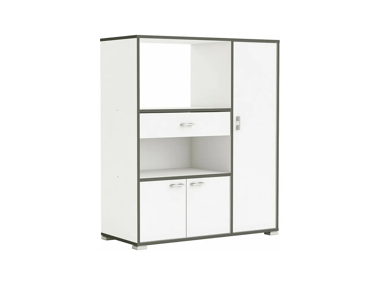 Desserte Micro ondes coloris Blanc mat - 90 x 111,8 x 40 cm