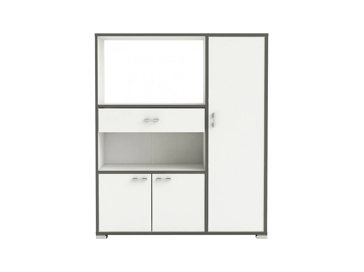 Desserte Micro ondes coloris Blanc mat - 90 x 111,8 x 40 cm
