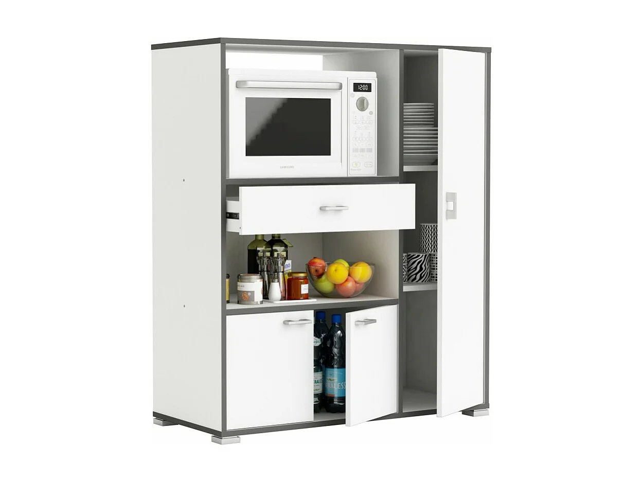 Desserte Micro ondes coloris Blanc mat - 90 x 111,8 x 40 cm