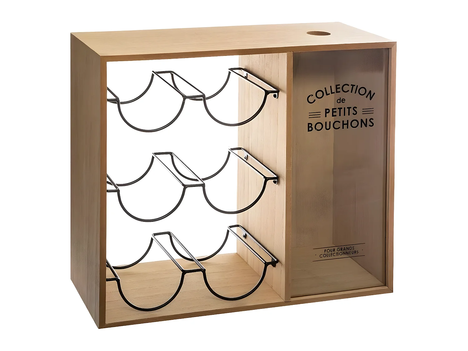 Porte bouteilles coloris Beige en bois / métal - Longueur 39,7 x Profondeur 15 x Hauteur 35 cm