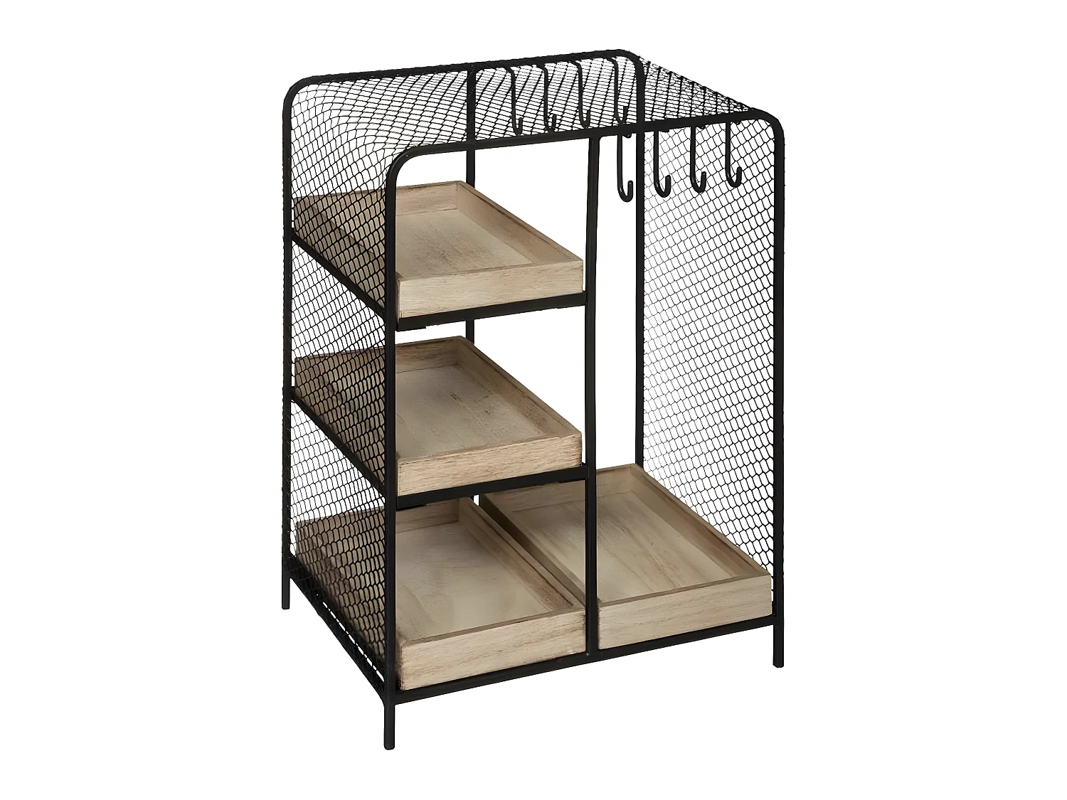 Porte-bijoux dressing coloris Noir en bois / métal - Longueur 20 x Profondeur 15 x Hauteur 28 cm