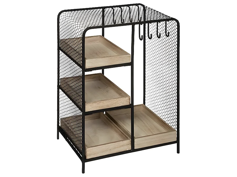 Porte-bijoux dressing coloris Noir en bois / métal - Longueur 20 x Profondeur 15 x Hauteur 28 cm