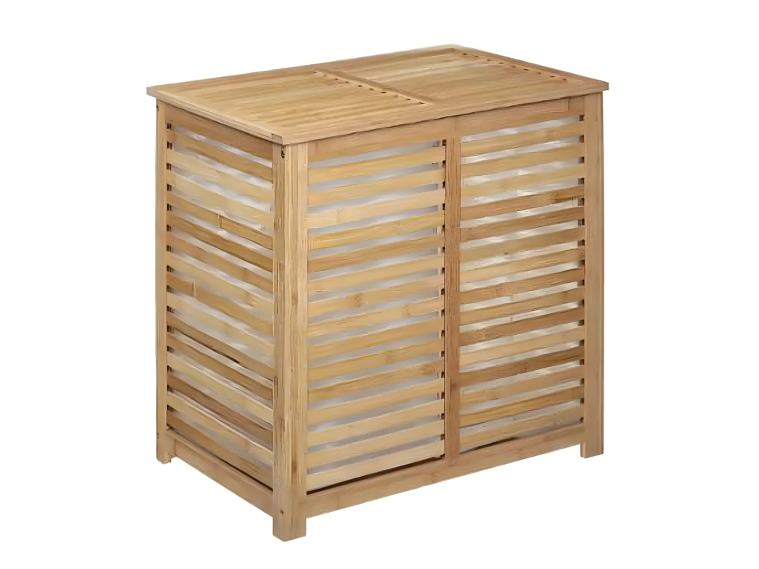 Panier à linge double en bambou naturel - L.60 x l.40 x H.58 cm