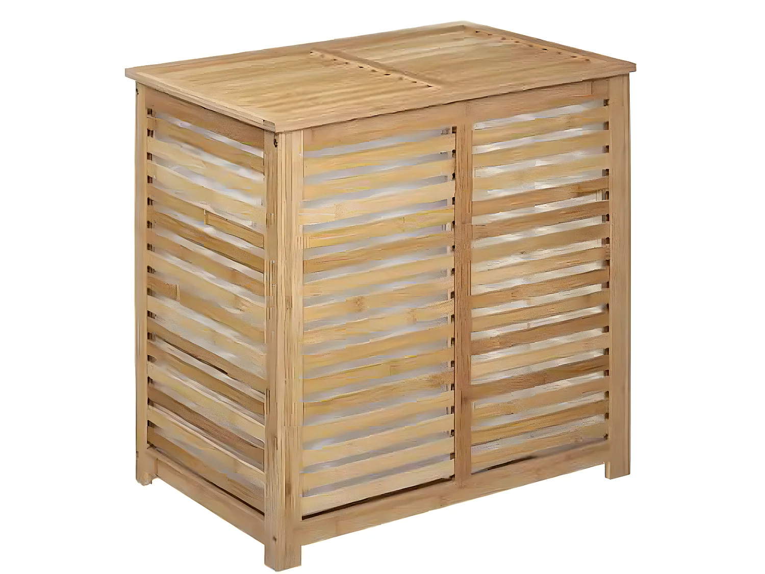 Panier à linge double en bambou naturel - L.60 x l.40 x H.58 cm