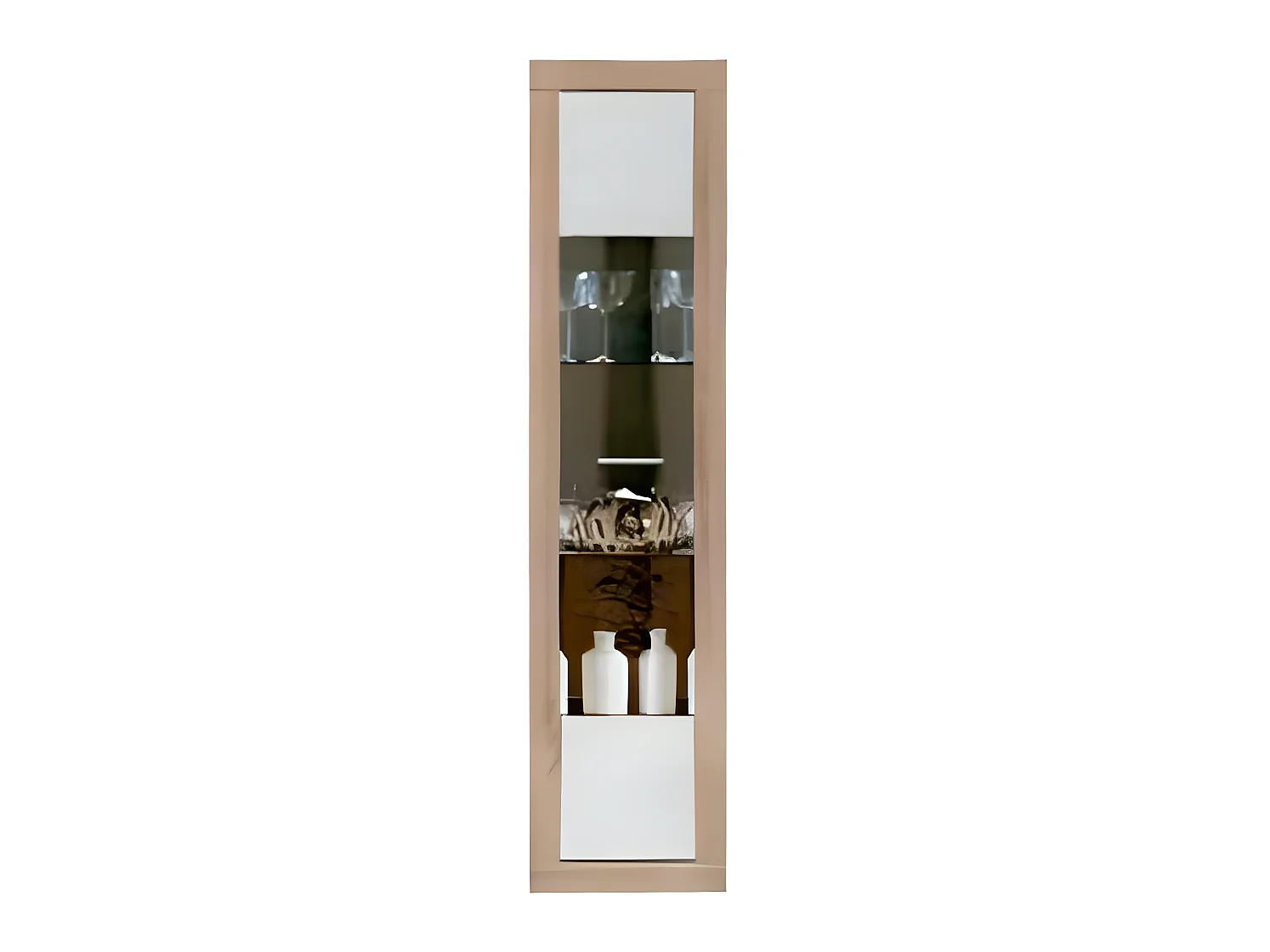 Vitrine avec 1 porte coloris Chêne Cambrian / Blanc - Longueur 44 x profondeur 35 x hauteur 190 cm