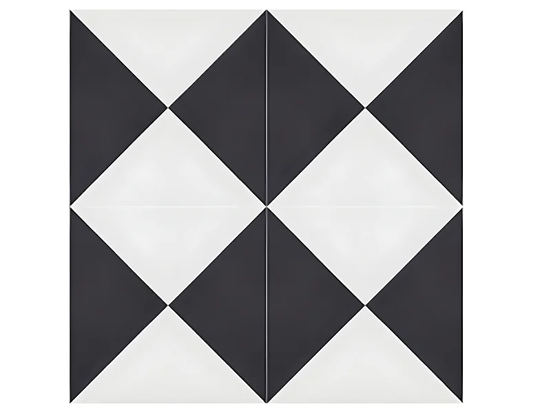 4 Carreaux de ciment véritable 0,16m2 / Carreaux de ciment artisanaux coloris noir/blanc pour sol et mur - l.20 x L.20 cm