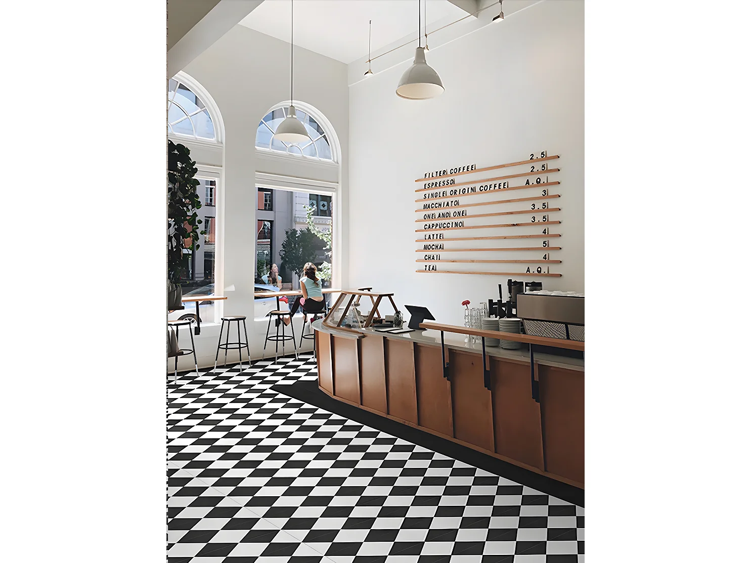 4 Carreaux de ciment véritable 0,16m2 / Carreaux de ciment artisanaux coloris noir/blanc pour sol et mur - l.20 x L.20 cm