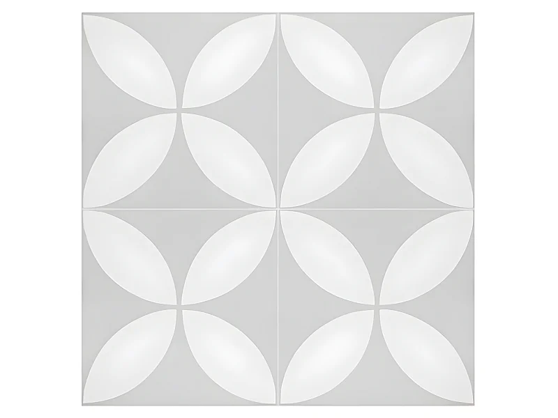 4 Carreaux de ciment véritable 0,16m2 / Carreaux de ciment artisanaux pour sol et mur coloris gris et blanc - l.20 x L.20 cm