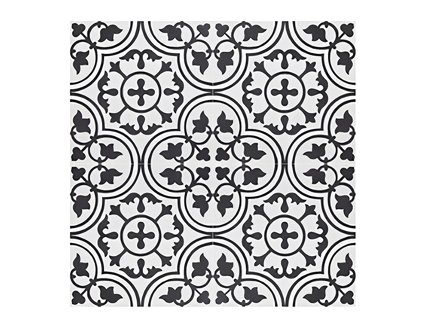 4 Carreaux de ciment véritable 0,16m2 / Carreaux de ciment artisanaux pour sol et mur coloris noir/blanc - l.20 x L.20 cm