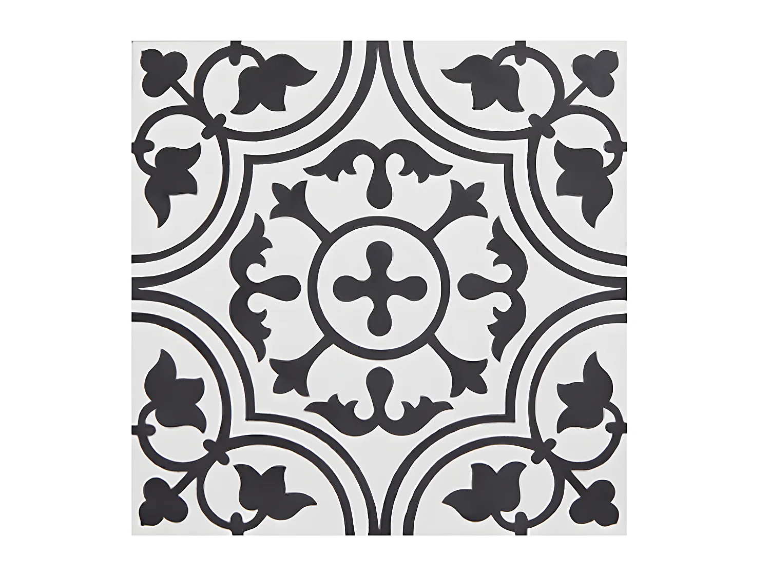 4 Carreaux de ciment véritable 0,16m2 / Carreaux de ciment artisanaux pour sol et mur coloris noir/blanc - l.20 x L.20 cm