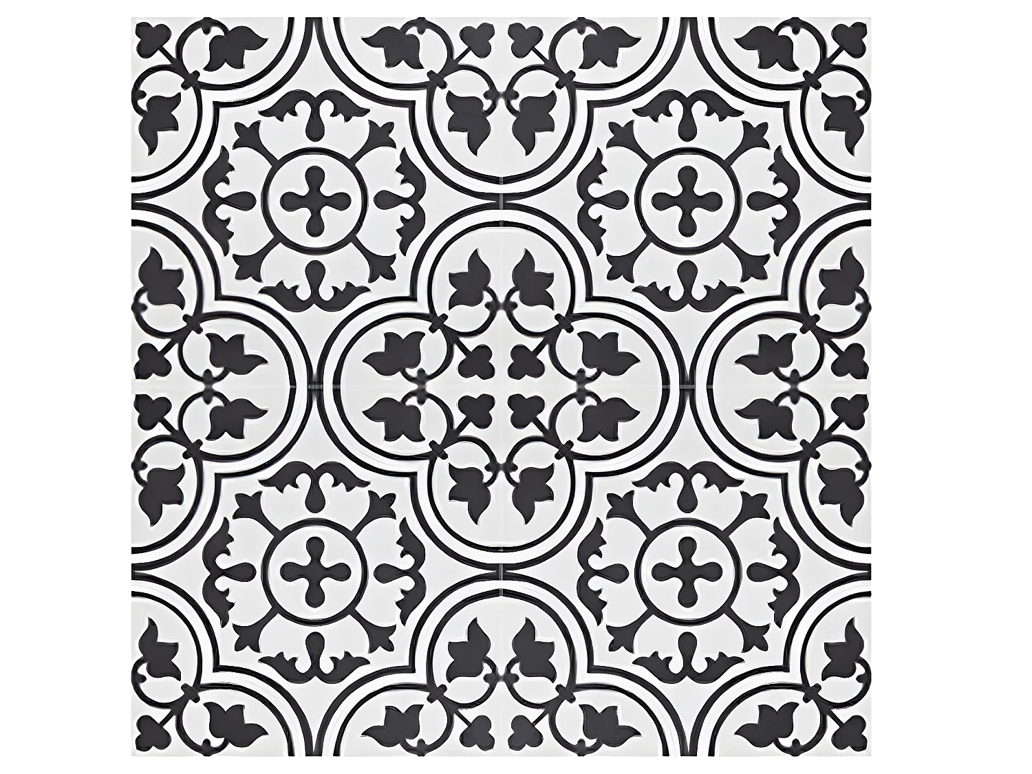 4 Carreaux de ciment véritable 0,16m2 / Carreaux de ciment artisanaux pour sol et mur coloris noir/blanc - l.20 x L.20 cm