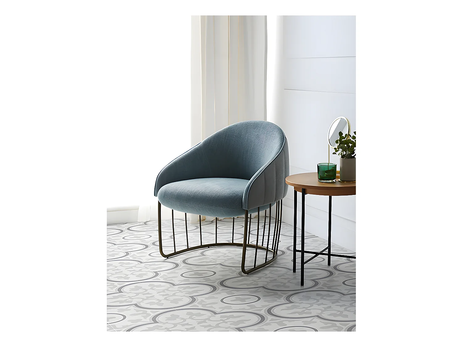 4 Carreaux de ciment véritable 0,48m2 / Carreaux de ciment artisanaux pour sol et mur coloris Gris - l.20 x L.20 cm