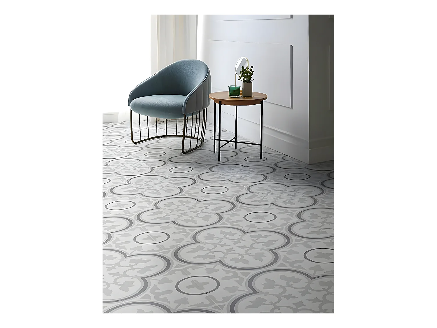 4 Carreaux de ciment véritable 0,48m2 / Carreaux de ciment artisanaux pour sol et mur coloris Gris - l.20 x L.20 cm