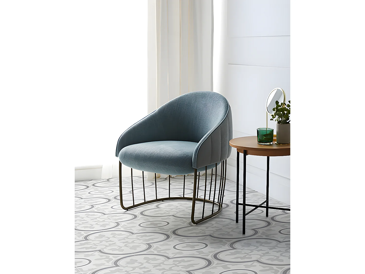 4 Carreaux de ciment véritable 0,48m2 / Carreaux de ciment artisanaux pour sol et mur coloris Gris - l.20 x L.20 cm