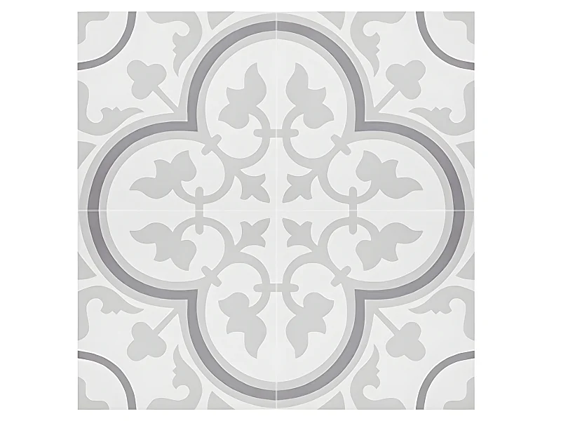 4 Carreaux de ciment véritable 0,48m2 / Carreaux de ciment artisanaux pour sol et mur coloris Gris - l.20 x L.20 cm