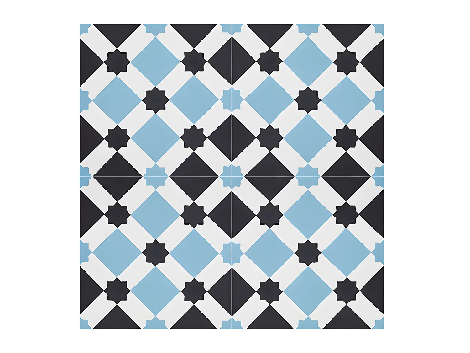 4 Carreaux de ciment hydraulique 0,16m2 / Carreaux de ciment artisanaux pour sol et mur coloris bleu - l.20 x L.20 cm