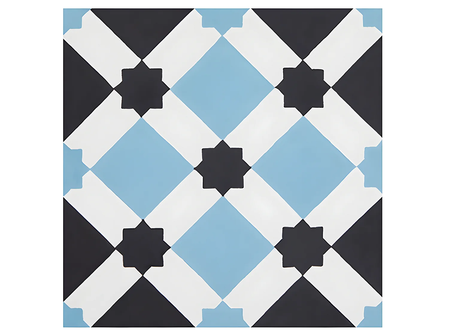 4 Carreaux de ciment hydraulique 0,16m2 / Carreaux de ciment artisanaux pour sol et mur coloris bleu - l.20 x L.20 cm