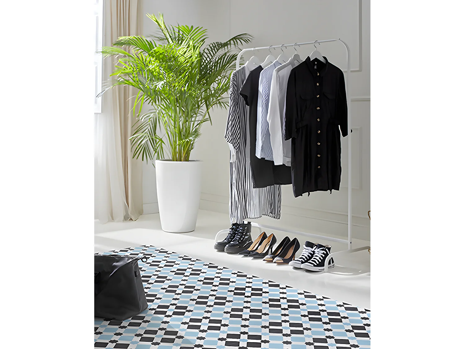 4 Carreaux de ciment hydraulique 0,16m2 / Carreaux de ciment artisanaux pour sol et mur coloris bleu - l.20 x L.20 cm