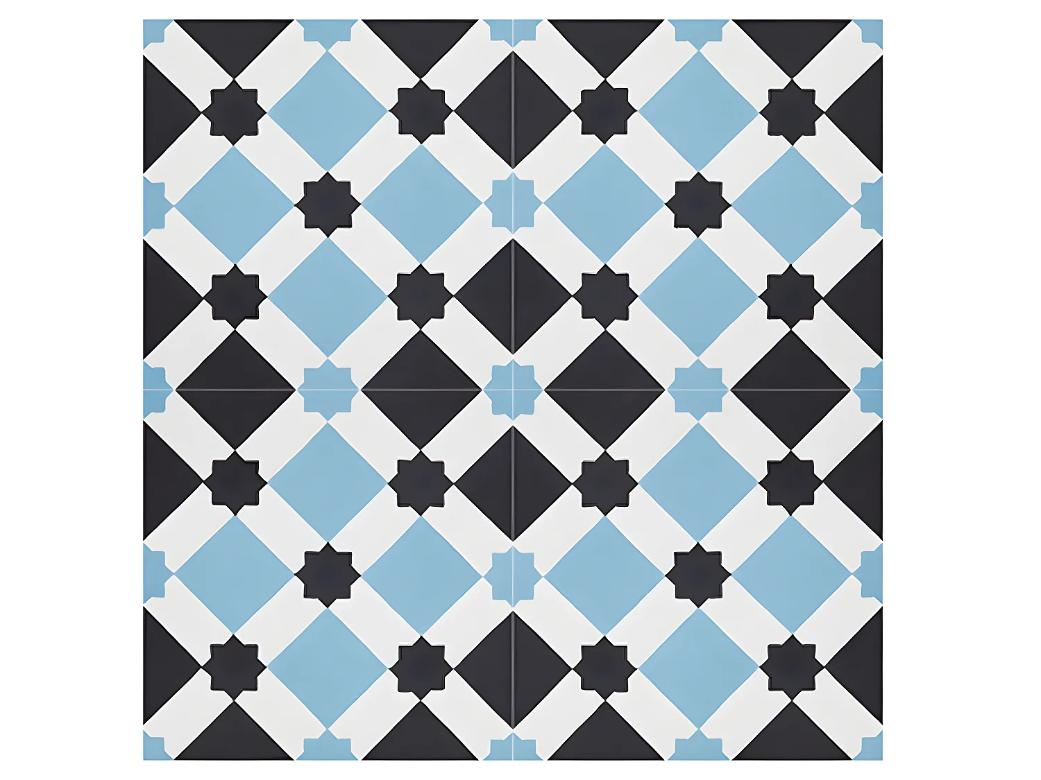 4 Carreaux de ciment hydraulique 0,16m2 / Carreaux de ciment artisanaux pour sol et mur coloris bleu - l.20 x L.20 cm