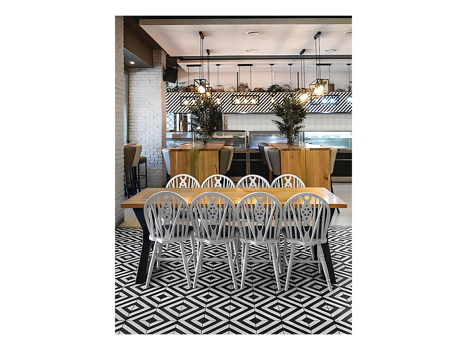 4 Carreaux de ciment véritable 0,16m2 / Carreaux de ciment artisanaux coloris noir/blanc pour sol et mur - l.20 x L.20 cm