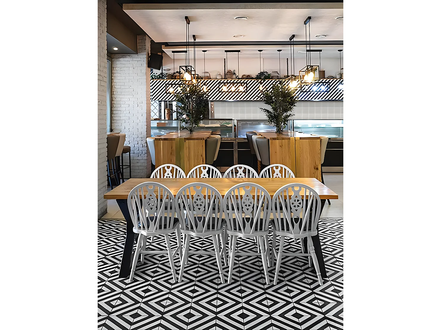 4 Carreaux de ciment véritable 0,16m2 / Carreaux de ciment artisanaux coloris noir/blanc pour sol et mur - l.20 x L.20 cm