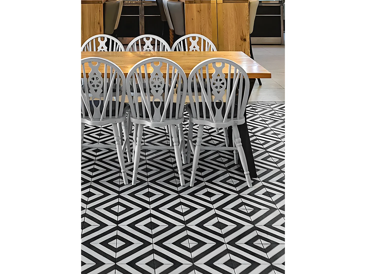 4 Carreaux de ciment véritable 0,16m2 / Carreaux de ciment artisanaux coloris noir/blanc pour sol et mur - l.20 x L.20 cm