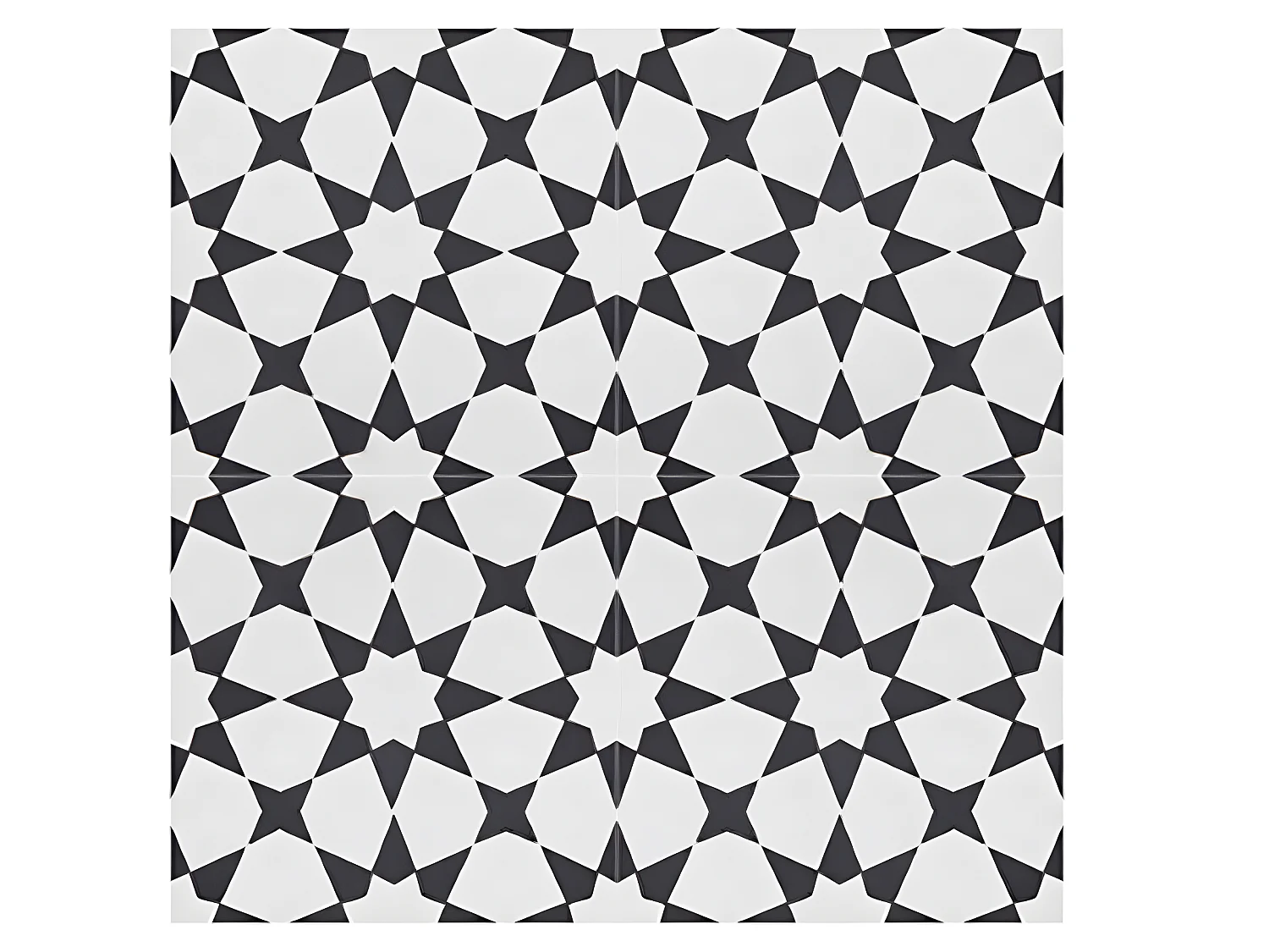 4 Carreaux de ciment véritable 0,16m2 / Carreaux de ciment artisanaux pour sol et mur coloris noir / blanc - l.20 x L.20 cm