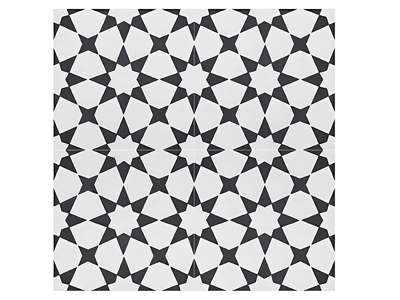 4 Carreaux de ciment véritable 0,16m2 / Carreaux de ciment artisanaux pour sol et mur coloris noir / blanc - l.20 x L.20 cm