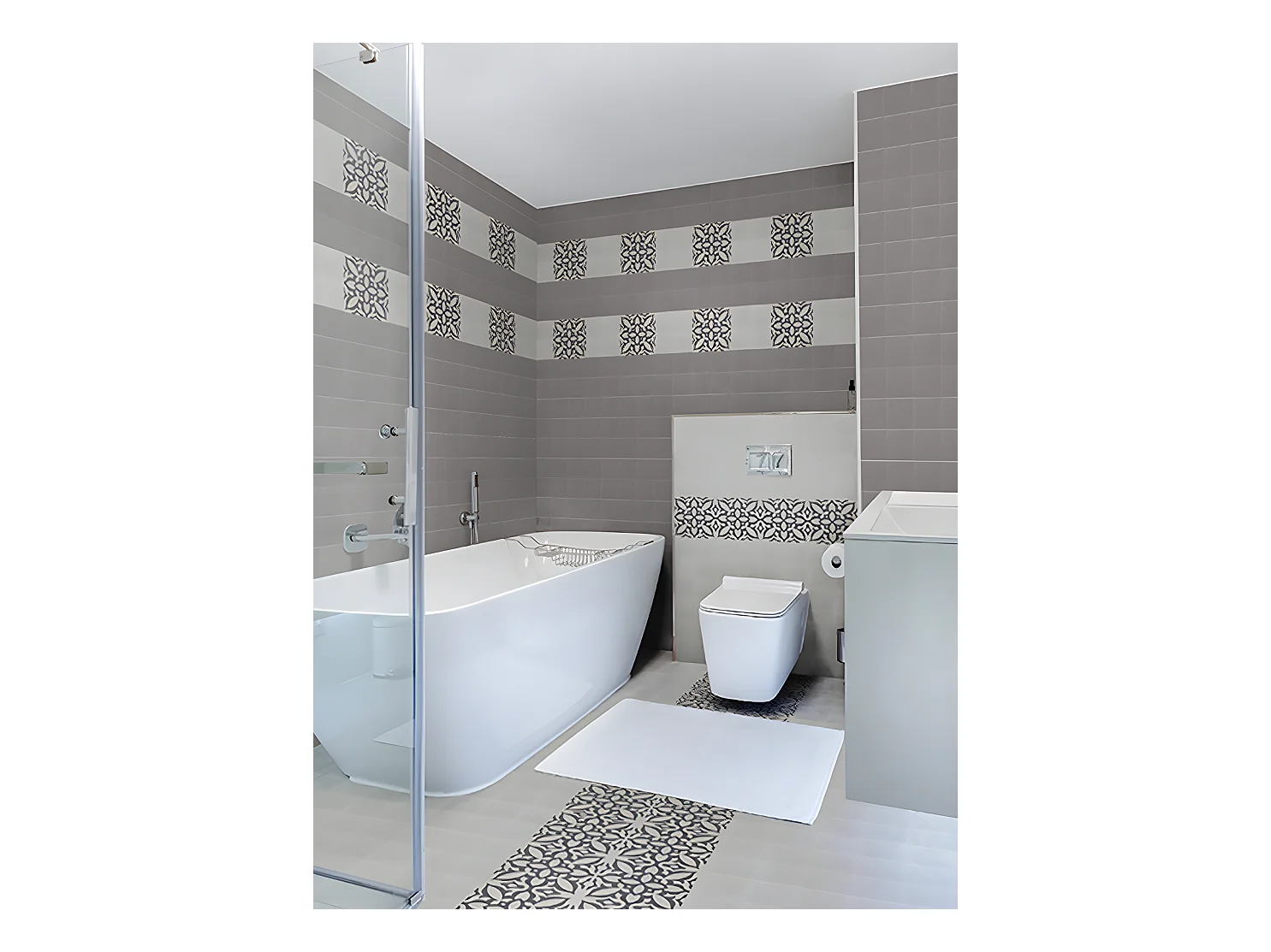 4 Carreaux de ciment véritable 0,16m2 /Carreaux de ciment artisanaux pour sol et mur coloris gris - l.20 x L.20 cm