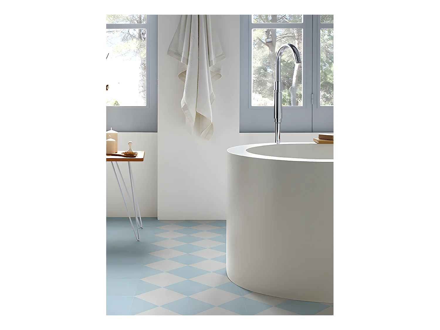 4 Carreaux de ciment véritable 0,16m2 / Carreaux de ciment artisanaux pour sol et mur coloris Bleu - l.20 x L.20 cm