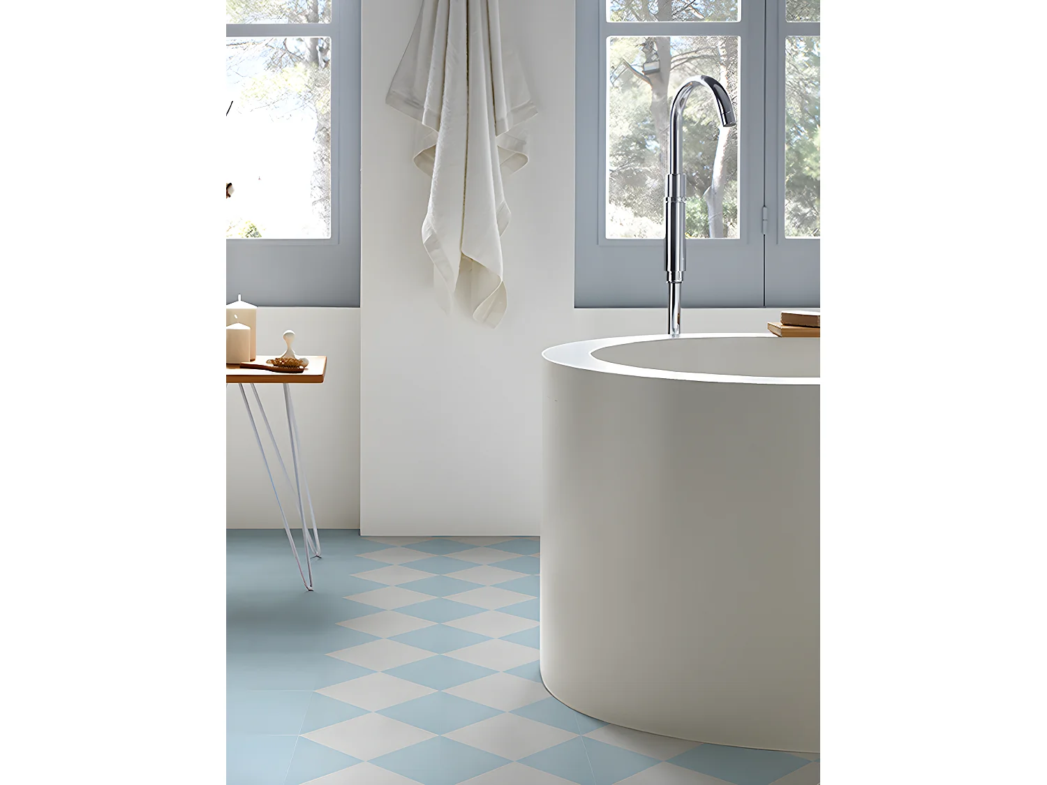 4 Carreaux de ciment véritable 0,16m2 / Carreaux de ciment artisanaux pour sol et mur coloris Bleu - l.20 x L.20 cm