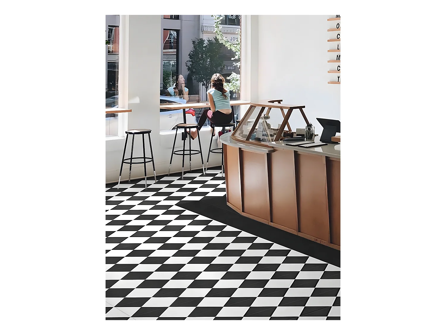 12 Carreaux de ciment véritable 0,48m2 / Carreaux de ciment artisanaux coloris noir pour sol et mur - l.20 x L.20 cm