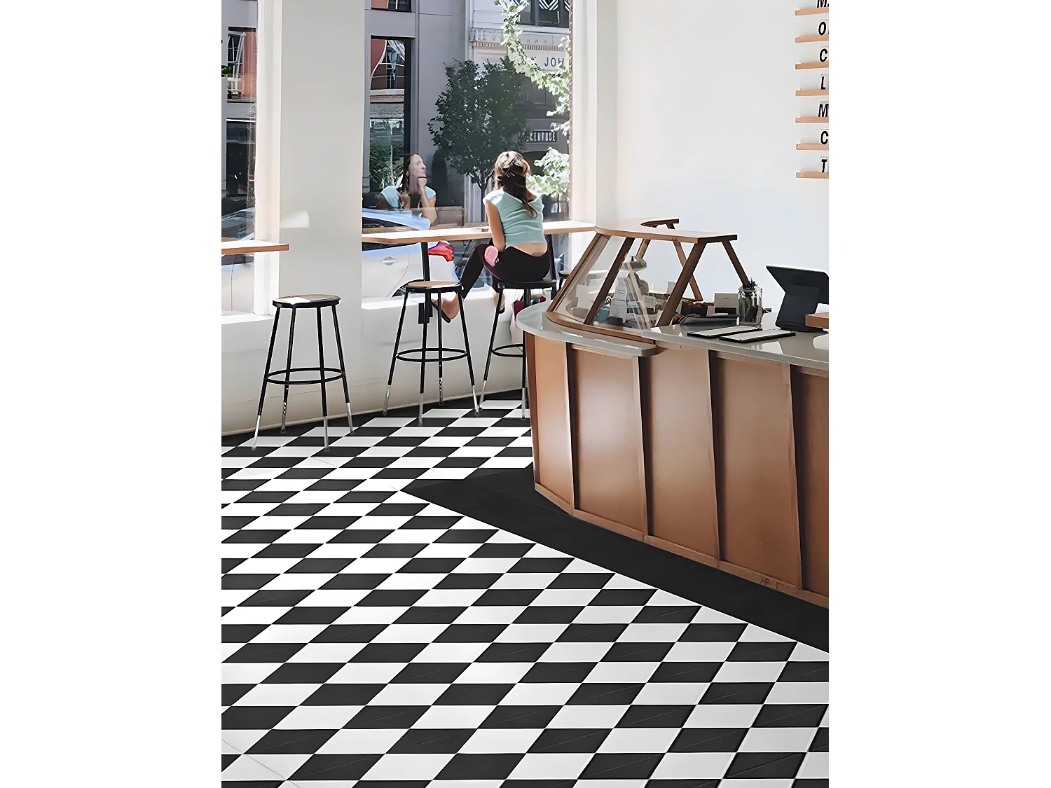 12 Carreaux de ciment véritable 0,48m2 / Carreaux de ciment artisanaux coloris noir pour sol et mur - l.20 x L.20 cm