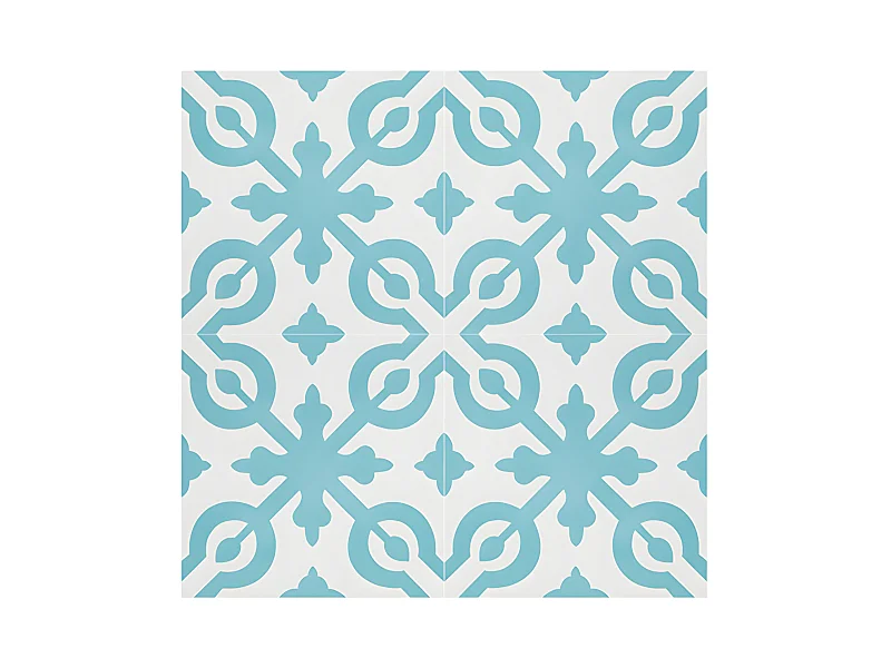 4 Carreaux de ciment véritable 0,16m2 / Carreaux de ciment artisanaux coloris Bleu pour sol et mur - l.20 x L.20 cm