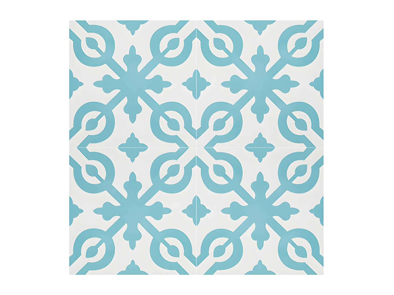 4 Carreaux de ciment véritable 0,16m2 / Carreaux de ciment artisanaux coloris Bleu pour sol et mur - l.20 x L.20 cm