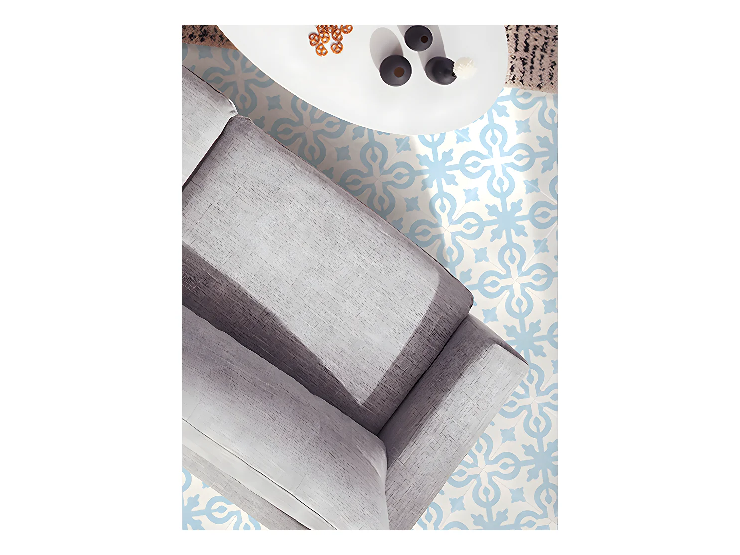 4 Carreaux de ciment véritable 0,16m2 / Carreaux de ciment artisanaux coloris Bleu pour sol et mur - l.20 x L.20 cm