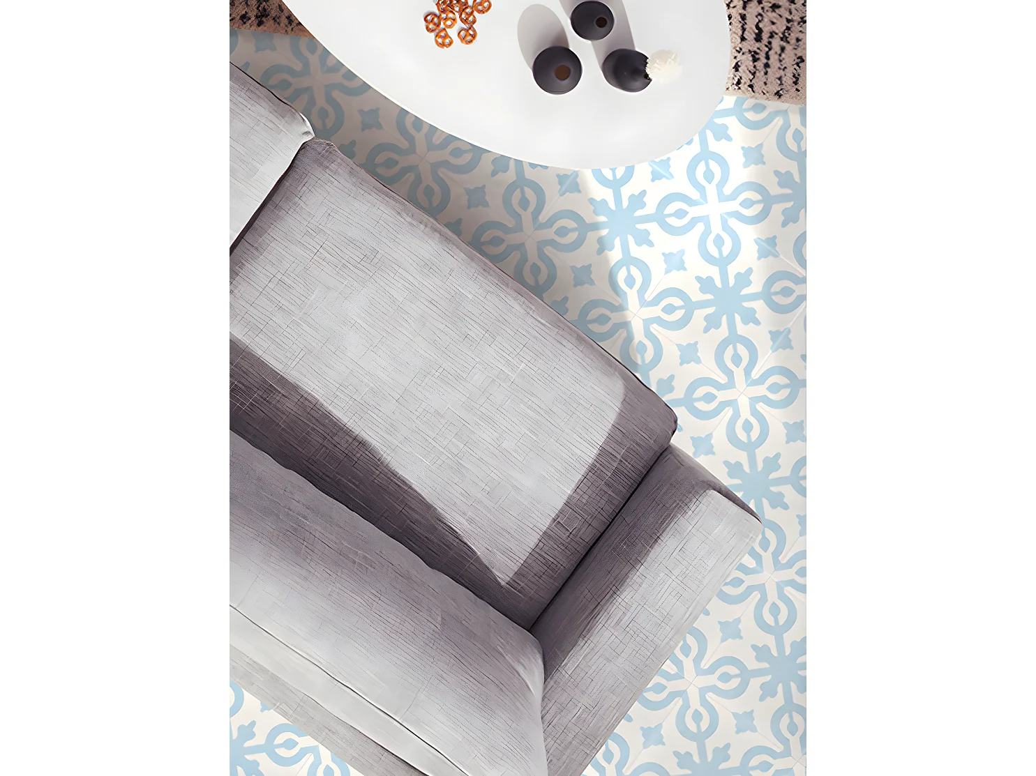 4 Carreaux de ciment véritable 0,16m2 / Carreaux de ciment artisanaux coloris Bleu pour sol et mur - l.20 x L.20 cm