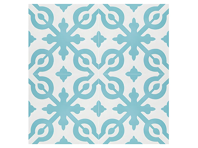 4 Carreaux de ciment véritable 0,16m2 / Carreaux de ciment artisanaux coloris Bleu pour sol et mur - l.20 x L.20 cm