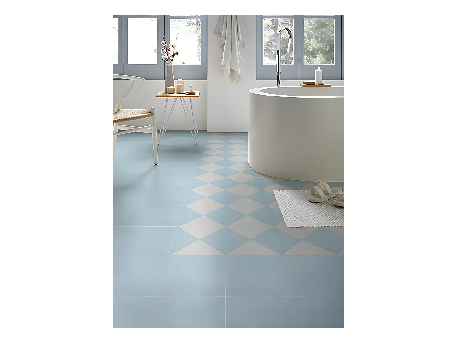 12 Carreaux de ciment véritable 0,48m2 / Carreaux de ciment artisanaux coloris Blanc cassé pour sol et mur - l.20 x L.20 cm