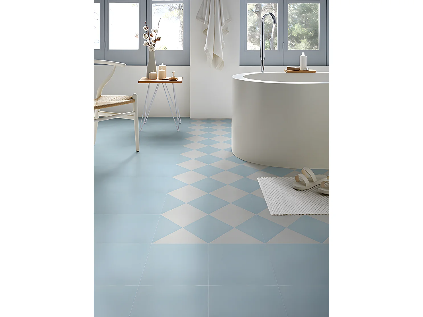 12 Carreaux de ciment véritable 0,48m2 / Carreaux de ciment artisanaux coloris Blanc cassé pour sol et mur - l.20 x L.20 cm