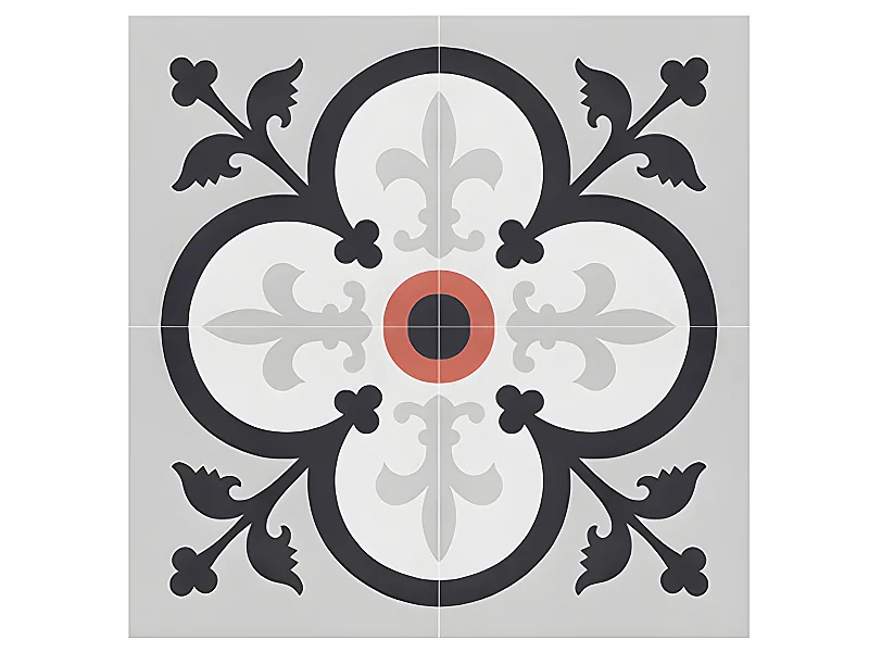 4 Carreaux de ciment véritable 0,16m2 / Carreaux de ciment artisanaux pour sol et mur multicolore - l.20 x L.20 cm 