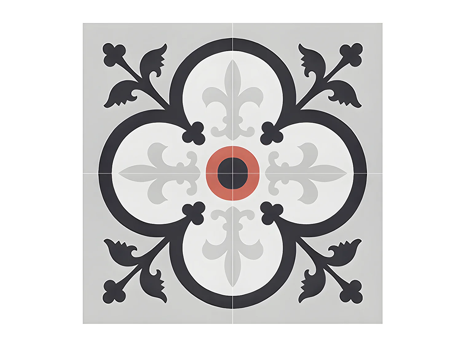 4 Carreaux de ciment véritable 0,16m2 / Carreaux de ciment artisanaux pour sol et mur multicolore - l.20 x L.20 cm 