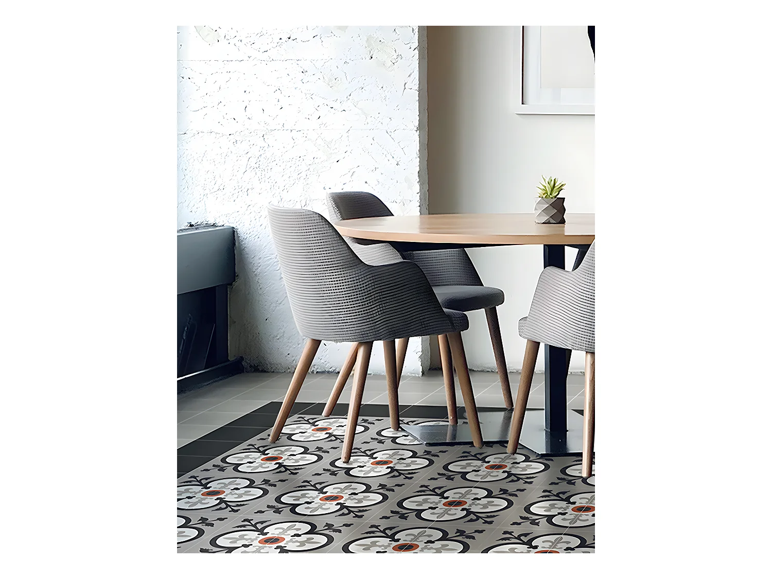 4 Carreaux de ciment véritable 0,16m2 / Carreaux de ciment artisanaux pour sol et mur multicolore - l.20 x L.20 cm 