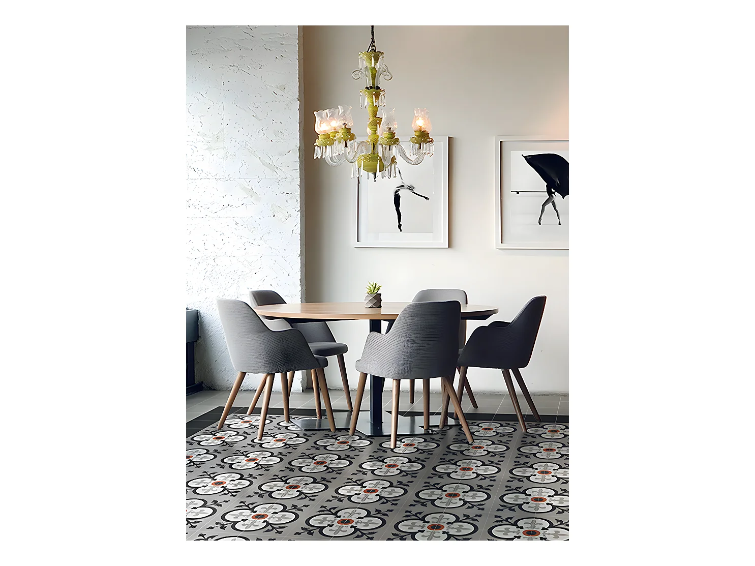 4 Carreaux de ciment véritable 0,16m2 / Carreaux de ciment artisanaux pour sol et mur multicolore - l.20 x L.20 cm 