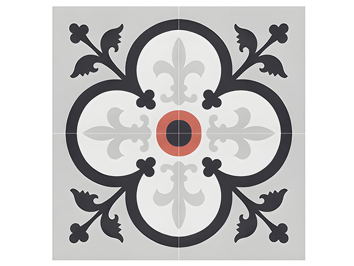 4 Carreaux de ciment véritable 0,16m2 / Carreaux de ciment artisanaux pour sol et mur multicolore - l.20 x L.20 cm 