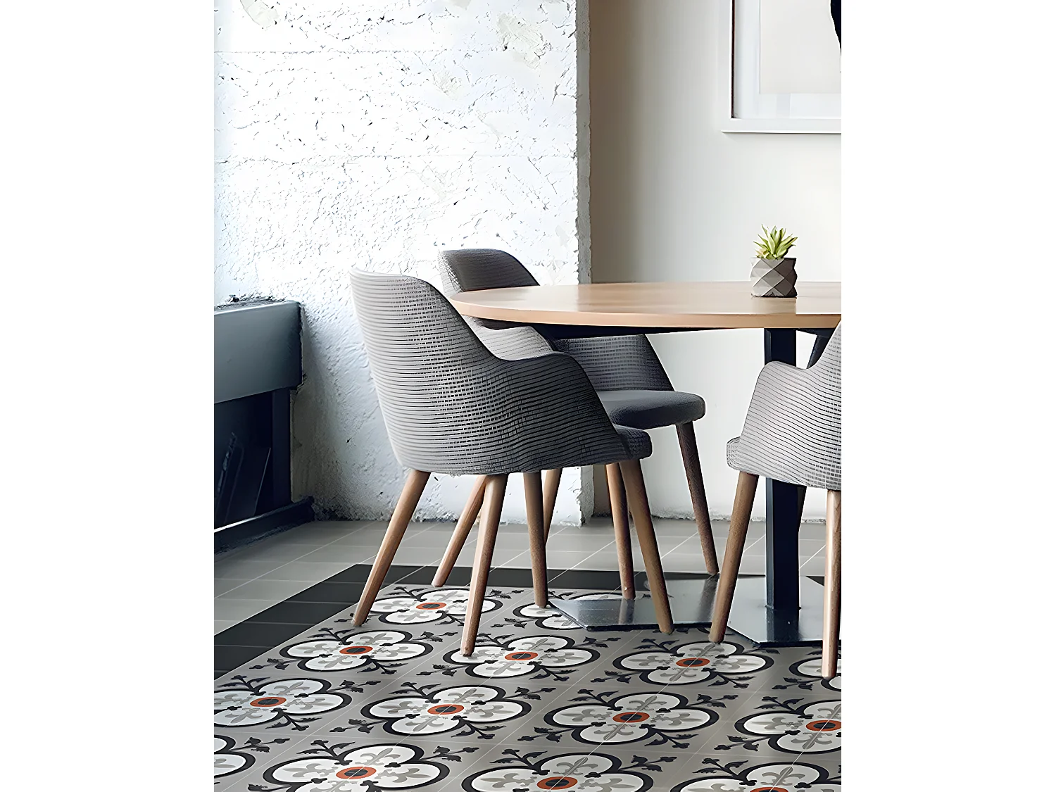 4 Carreaux de ciment véritable 0,16m2 / Carreaux de ciment artisanaux pour sol et mur multicolore - l.20 x L.20 cm 