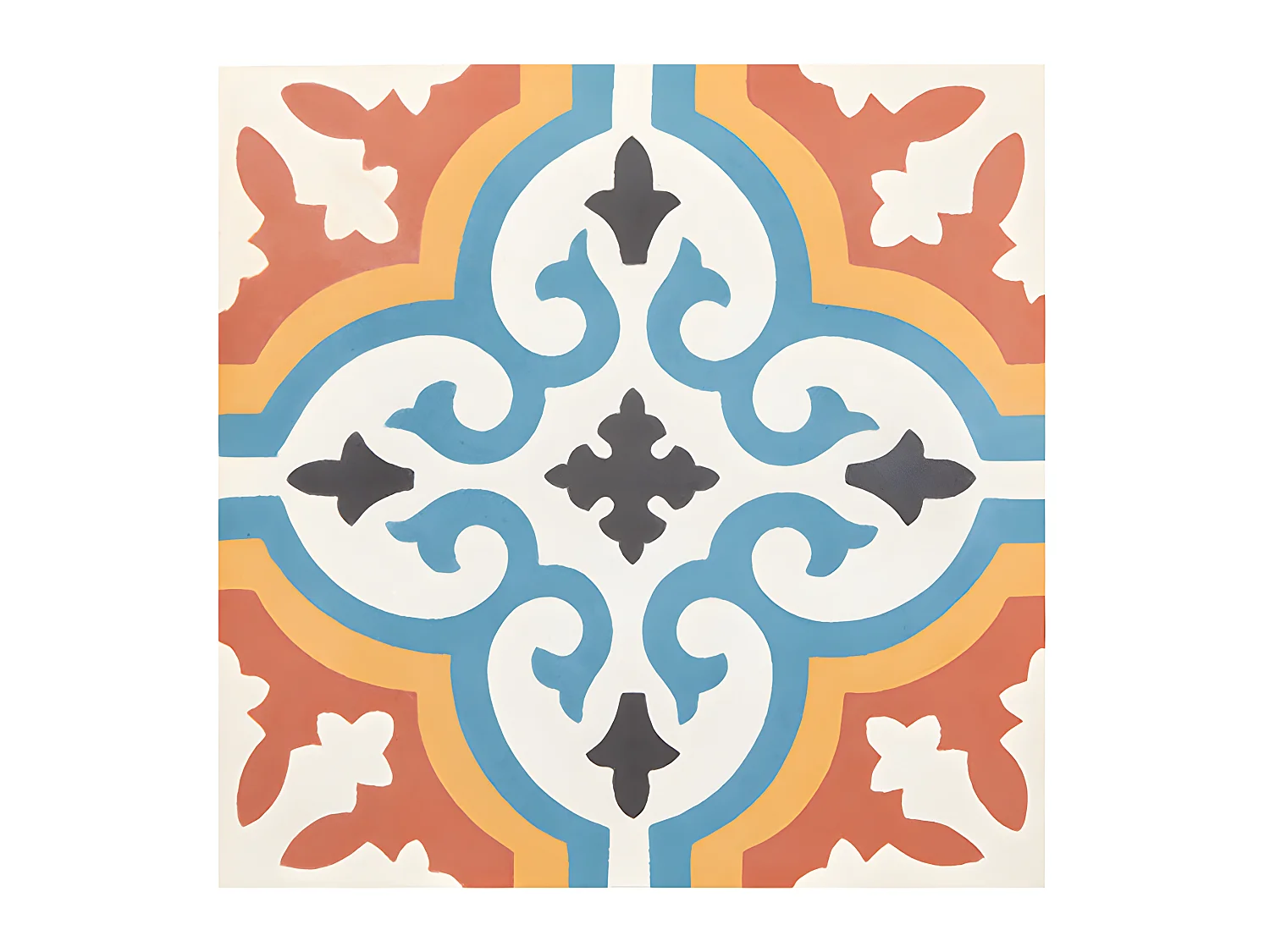 4 Carreaux de ciment hydraulique 0,16m2 / Carreaux de ciment artisanaux pour sol et mur coloris Orange - l.20 x L.20 cm