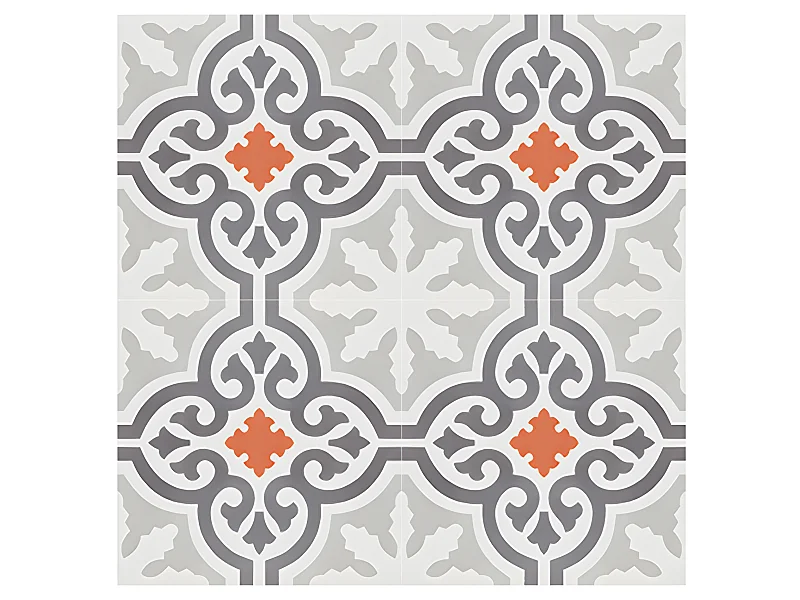 4 Carreaux de ciment hydraulique 0,16m2 / Carreaux de ciment artisanaux pour sol et mur multicolore - l.20 x L.20 cm 