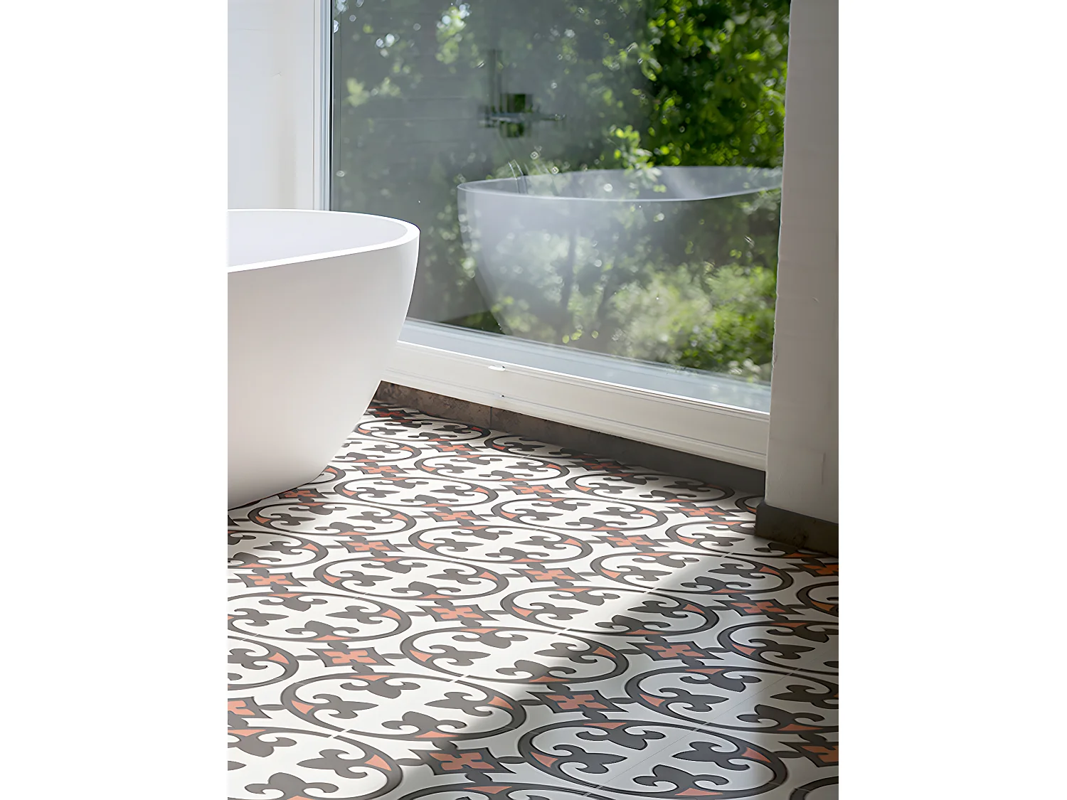 4 Carreaux de ciment véritable 0,48m2 / Carreaux de ciment artisanaux Multicolore pour sol et mur - l.20 x L.20 cm