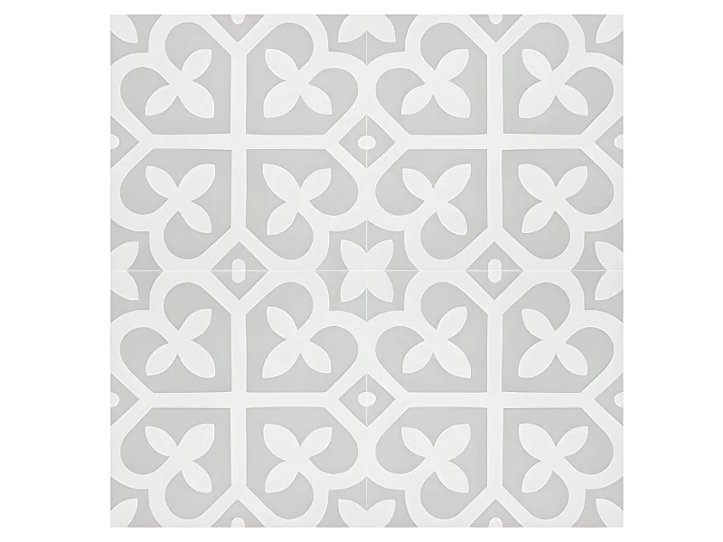 4 Carreaux de ciment véritable 0,16m2 / Carreaux de ciment artisanaux pour sol et mur coloris gris et blanc - l.20 x L.20 cm